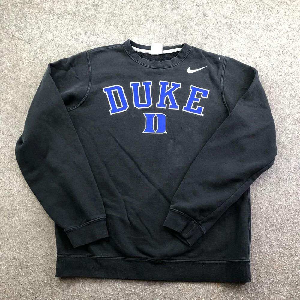 Duke Blue Devils Sweatshirt Mens Small Black NCAA Basketball Nike Crewneck